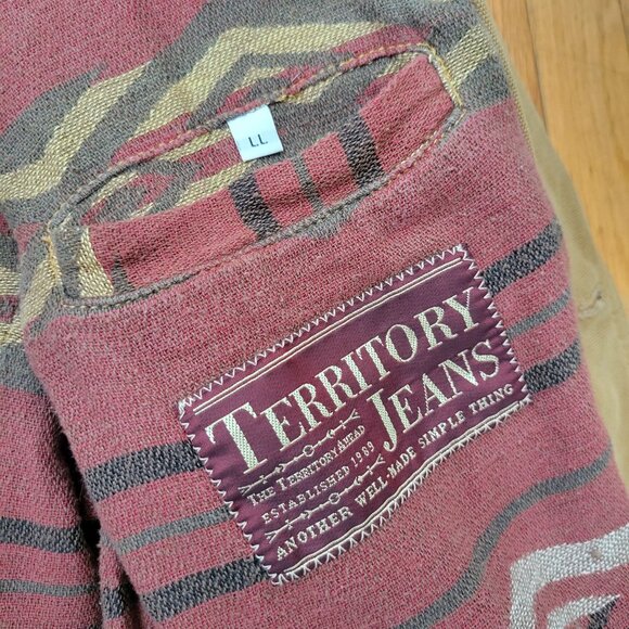 Territory Ahead LL Blazer Jacket Khaki Brown Plaid Lining Western Rodeo - Picture 3 of 13